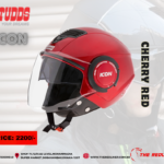 STUDDS ICON HALF-FACE HELMET WITH SUNVISOR CHERRY RED