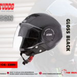STUDDS ICON HALF-FACE HELMET WITH SUNVISOR GLOSS BLACK
