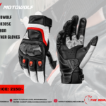 MOTOWOLF MDL0305C CARBON LEATHER GLOVES BLACK WHITE